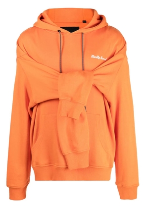 Mostly Heard Rarely Seen double-sleeve layered cotton hoodie - Orange