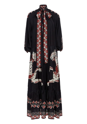 La DoubleJ Athena animal-print silk dress - Black
