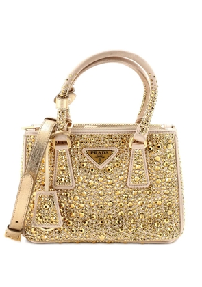 Prada Pre-Owned Galleria Double Zip Tote Crystal Embellished Satin Mini shoulder bag - Gold