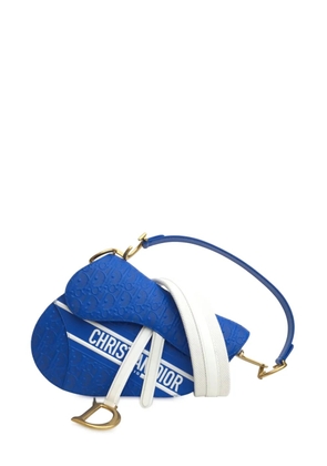 Christian Dior Pre-Owned 2022 Perforated Oblique Embossed Calfskin Saddle Bag shoulder bag - Blue