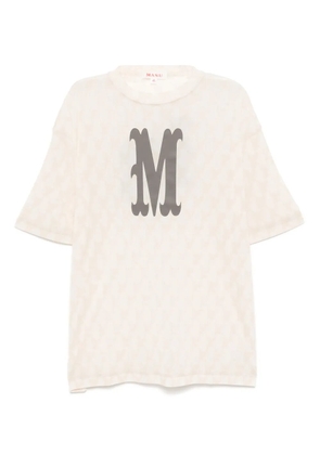 MASU angel-print mesh T-shirt - Neutrals