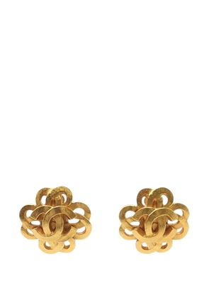 CHANEL Pre-Owned 1997 Gold Plated CC Flower Clip On Earrings costume earrings
