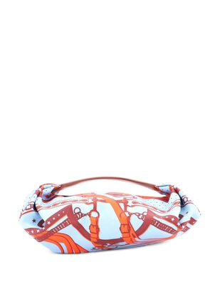 Hermès Pre-Owned Balusoie Bag Printed Silk and Leather shoulder bag - Blue