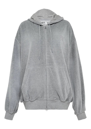 Open YY velour boxy zip hoodie - Grey