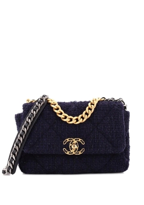 CHANEL Pre-Owned 19 Flap Bag Quilted Tweed Medium crossbody bag - Blue