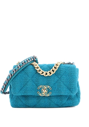 CHANEL Pre-Owned 19 Flap Bag Quilted Tweed Medium crossbody bag - Green