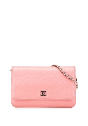 CHANEL Pre-Owned 2012 Embossed Lambskin Camellia Wallet On Chain crossbody bag - PINK