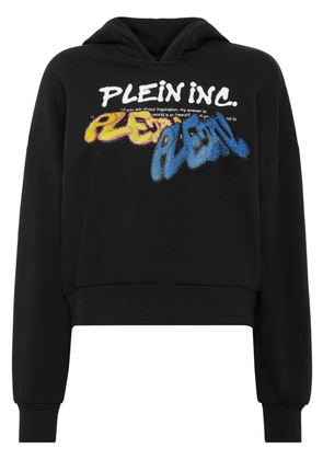 Philipp Plein logo-print cropped hoodie - Black