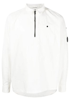 C.P. Company logo-plaque half zip-fastening shirt - White
