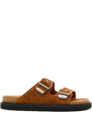 AllSaints double-buckle perforated sandals - Brown