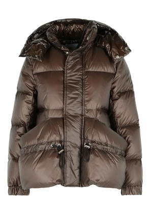 sacai removable-hood quilted down jacket - Brown