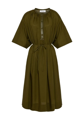 Yves Salomon leather-trim midi dress - Green