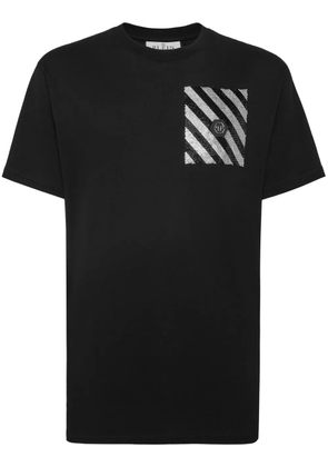 Philipp Plein rhinestone-embellished striped T-shirt - Black