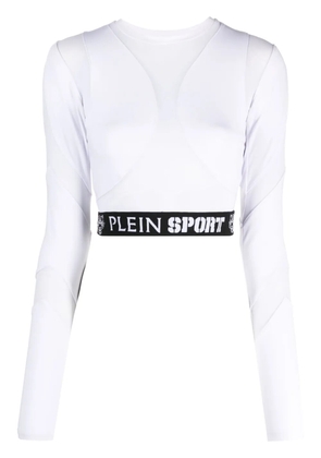 Plein Sport logo-print stretch-design top - White