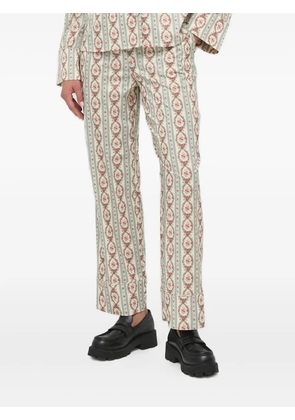 Notes du Nord floral-stripe trousers - Neutrals