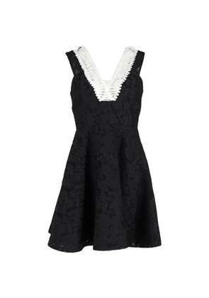 SANDRO rhythm pleated embroidered mesh dress - Black