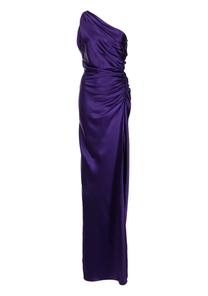 Michelle Mason one-shoulder silk gown - Purple
