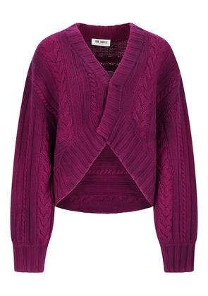 The Attico cable-knit v-neck cardigan - Purple