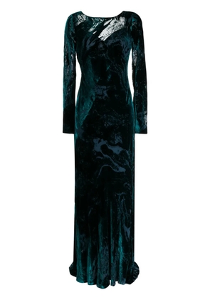 Alberta Ferretti pleated velvet maxi dress - Green