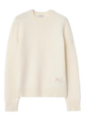 Burberry elbow-patch equestrian-knight sweater - Neutrals