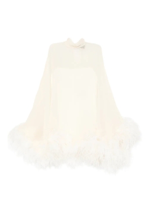 Taller Marmo feather-detail high-neck mini dress - Neutrals