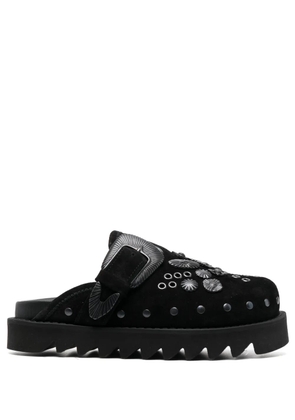 Toga Pulla Sabot metal suede mules - Black