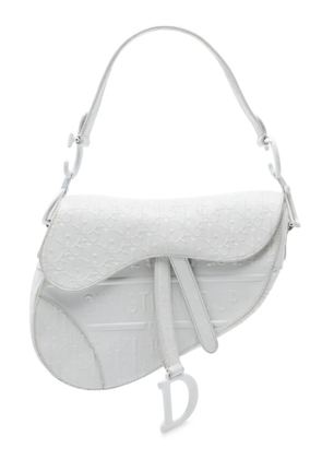 Christian Dior Pre-Owned 2010 Oblique Embossed Calfskin Saddle Bag shoulder bag - White