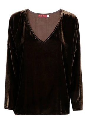 Bianco Levrin velvet V-neck top - Brown