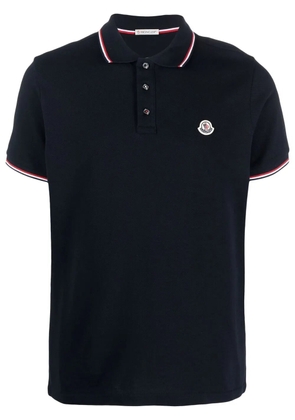 Moncler logo patch polo shirt - Blue