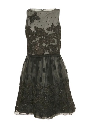 alice + olivia mesh embroidered skirt suit - Black