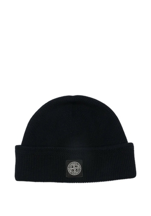 Stone Island logo-patch cotton beanie hat - Blue