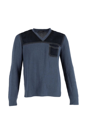 Prada Pre-Owned V-neck panelled sweater - Blue