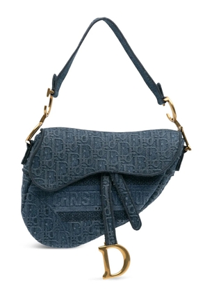 Christian Dior Pre-Owned 2019 Oblique Denim Embroidered Saddle Bag shoulder bag - Blue