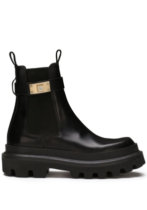 Dolce & Gabbana branded-strap leather Chelsea boots - Black