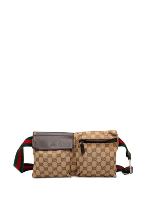 Gucci Pre-Owned 2000-2015 GG Canvas Web Double Pocket belt bag - Brown