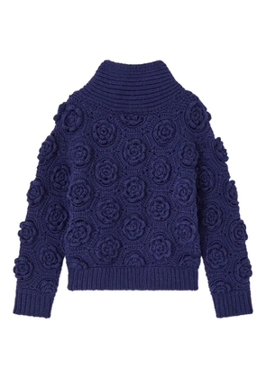 GANNI crochet-detail sweater - Blue