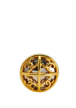 CHANEL Pre-Owned 2003 Gold Plated and Silver Plated CC Round Brooch costume brooch