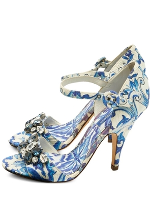 Dolce & Gabbana Pre-Owned brocade crystal sandals - White