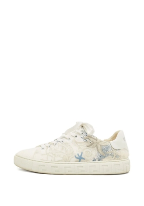 Versace Pre-Owned sea-motifs canvas sneakers - White