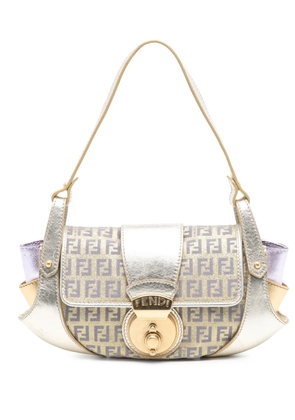 Fendi Pre-Owned 2000-2010 Zucchino Coated Canvas and Metallic Leather Compilation shoulder bag - Gold