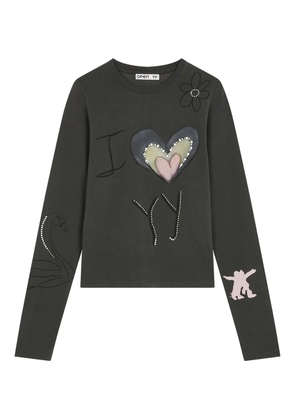 Open YY crew necl T-shirt - Grey