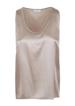 Peserico embellished silk tank top - Neutrals