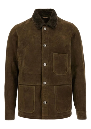 Giorgio Brato shearling-collar suede jacket - Brown