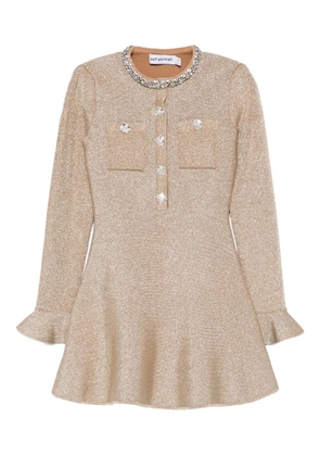 Self-Portrait embellished ruffled mini dress - Gold