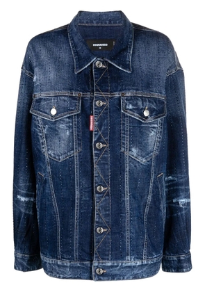DSQUARED2 rhinestone-embellished oversize denim jacket - Blue