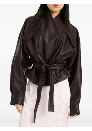 ROTATE BIRGER CHRISTENSEN boxy leather bomber jacket - Brown