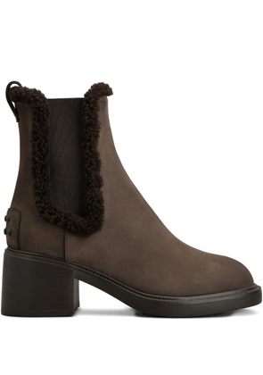 Tod's faux-fur trim Chelsea boots - Brown