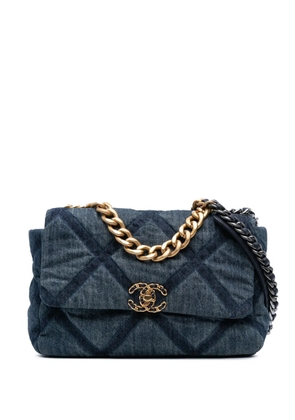 CHANEL Pre-Owned 2021-2025 Large Denim 19 Flap satchel - Blue
