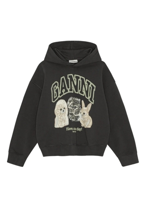 GANNI logo-print hoodie - Black