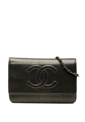 CHANEL Pre-Owned 2013-2014 CC Metallic Caviar Wallet on Chain crossbody bag - Black